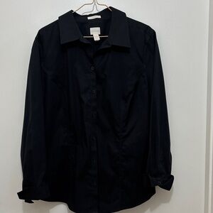 Chico's No Iron Elegant Black Collared Shirt